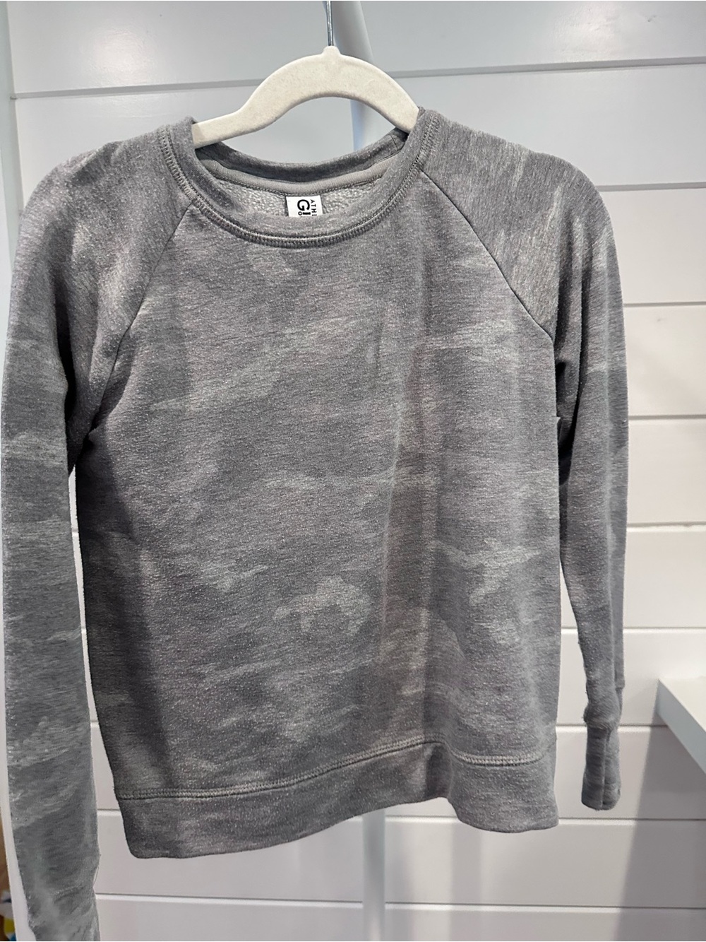 Athleta Girls Gray Camouflage Raglan Sweatshirt